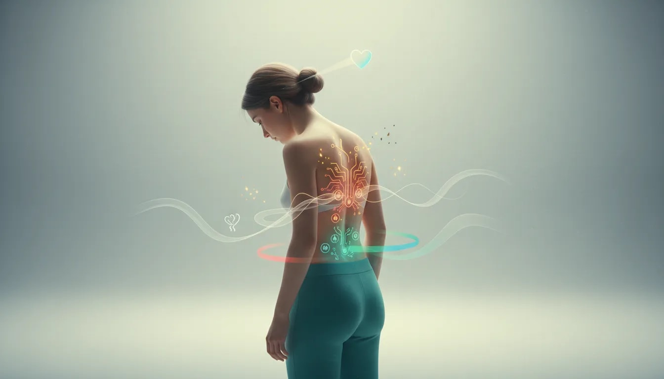 Ilustración de “tecnología suave” que muestra cómo la respiración y las emociones regulan el cuerpo para volver a la calma