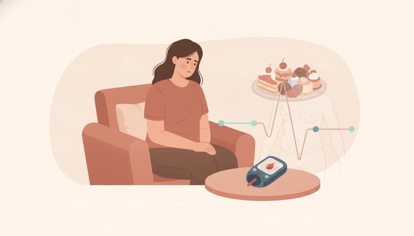 Señales para revisar la glucosa: cansancio después de comer, antojos de dulce y energía inestable con un glucómetro