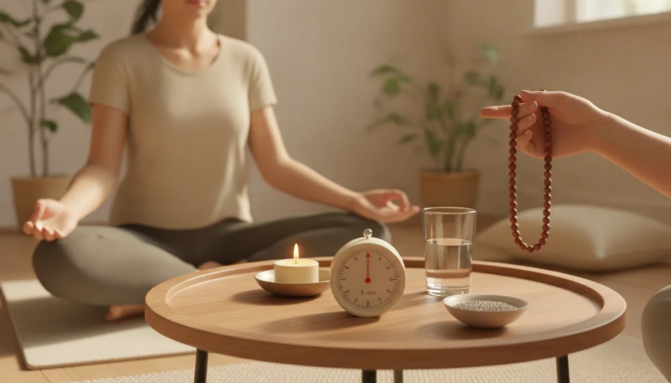 Meditación con mantra y vela (trataka) para empezar una rutina breve sin saturarte