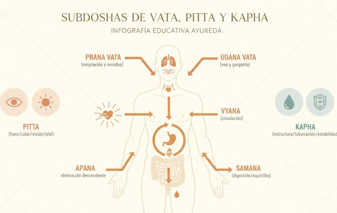 Subdoshas en Ayurveda: qué son, funciones y señales de desequilibrio