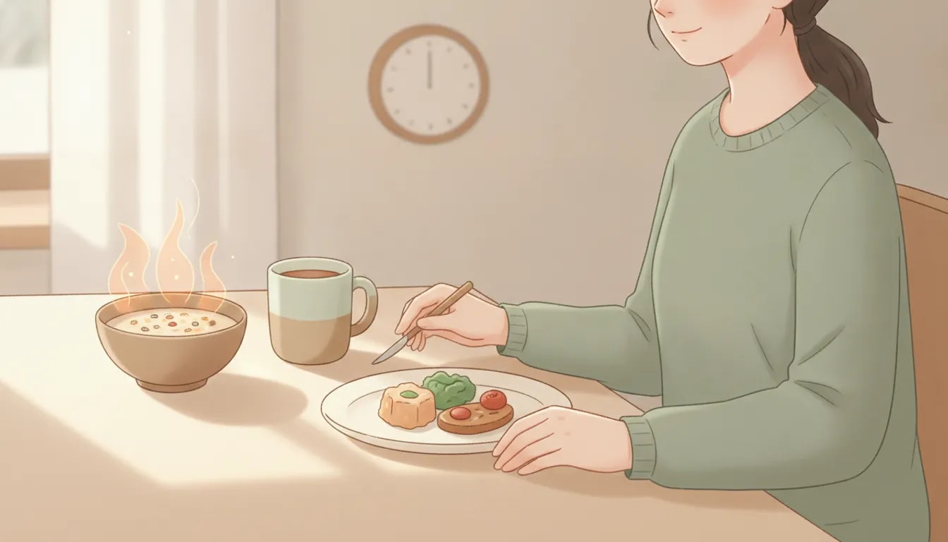 Porciones pequeñas y horarios regulares al comer para favorecer la digestión en gastritis y reflujo